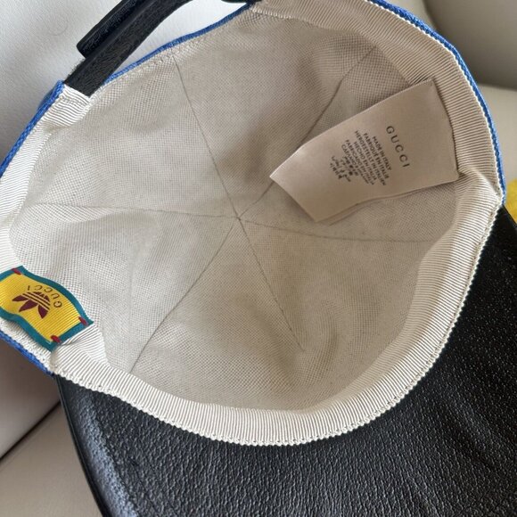 NEW Gucci x Adidas GG LOGO Supreme Baseball Cap Hat Blue Black Canvas Unisex XS
